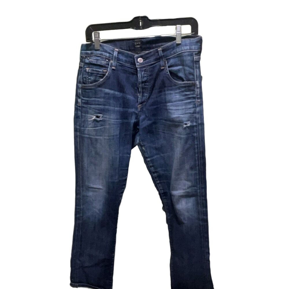 Citizens of Humanity Emerson Slim Boyfriend Jeans Women 27 Dark Wash Distressed